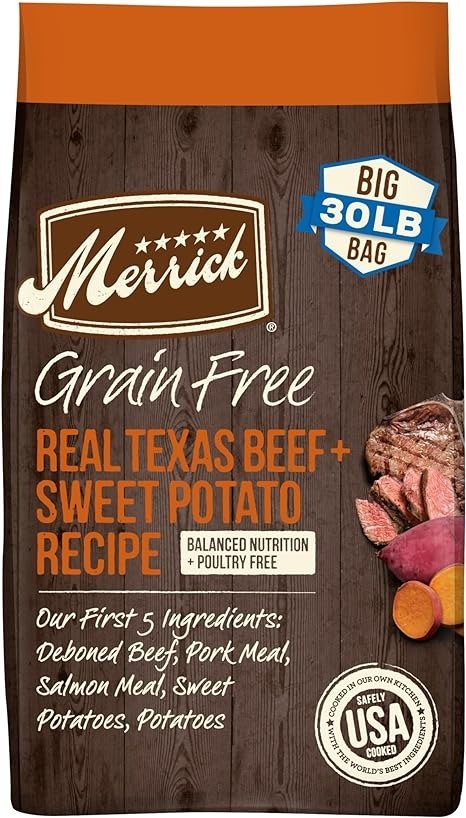 Premium Grain Free Dry Adult Dog Food, Wholesome And Natural Kibble, Real Texas Beef And Sweet Potato - 30.0 lb. Bag