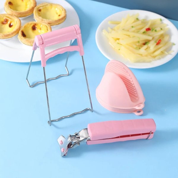 1.62US $ 35% OFF|Kitchen Bowl Clip Stainless Steel Gripper Clip Anti-hot Clip Lifter Safe Silicone Handle Kitchen Cooking Baking Accessories Tool - Spoon Rests & Pot Clips - AliExpress