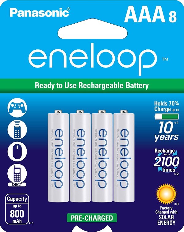 Panasonic eneloop AAA 2100 Rechargeable Batteries 8-Pack