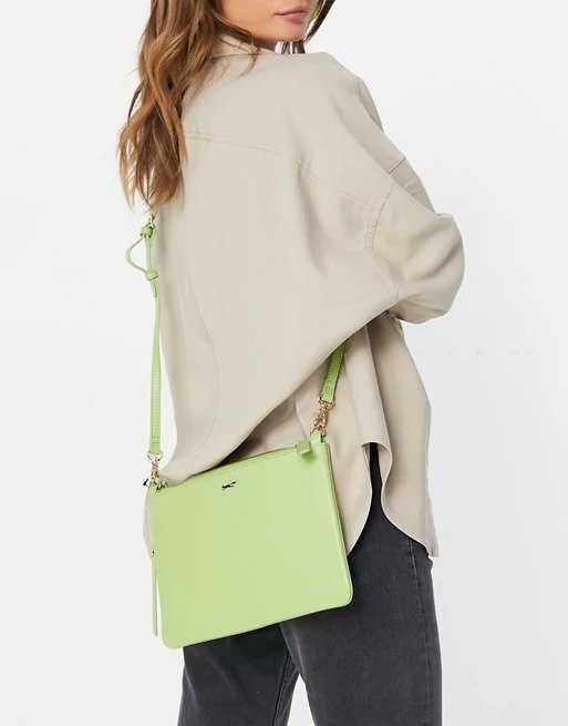 leather cross-body bag in apple green | ASOS