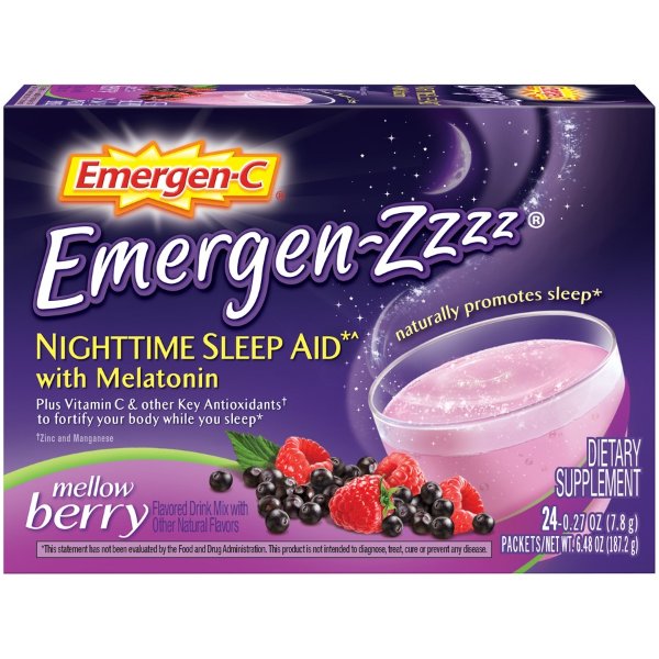 Emergen-Zzzz Vitamin C with Melatonin, Mellow Berry, 500mg, 24 Ct