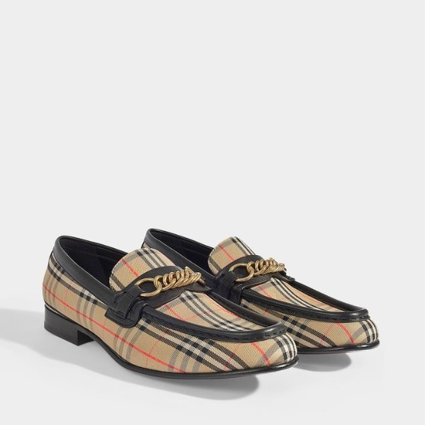 Moorley Check Loafers in Black Calf Split Leather