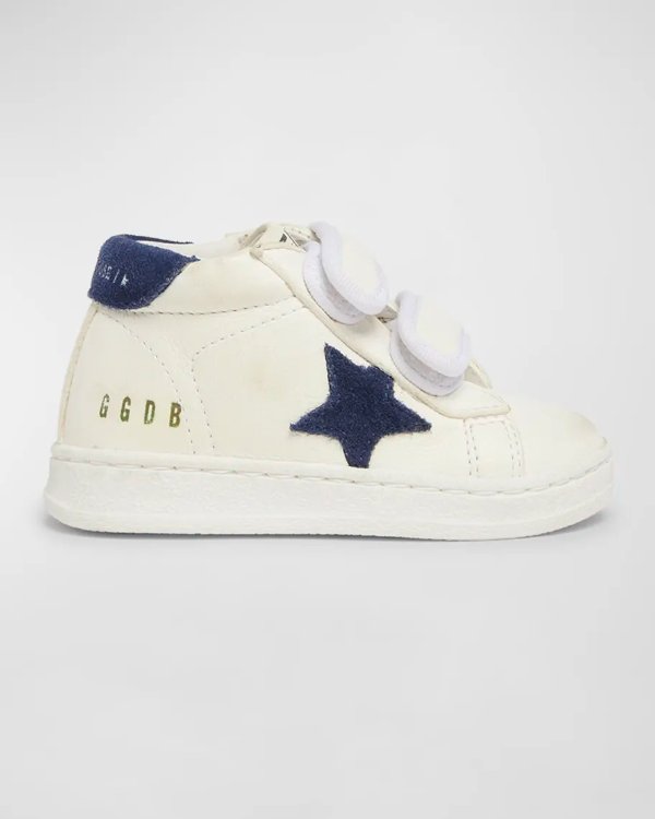 Kid's June Nappa Leather Suede Star Sneakers, Size Baby/Toddler