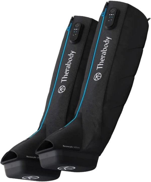 Therabody RecoveryAir JetBoots - Compression Massage Boots - Fully Wireless Air Circulation Muscle Recovery Device for Complete Pain Relief- Remote System with TruGrade & FastFlush Technology - Small