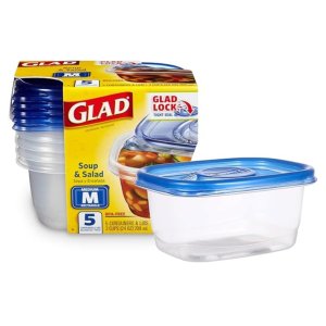 补货：Glad GladWare 塑料保鲜盒5个 24Oz
