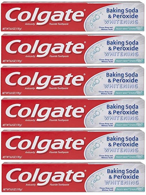 Baking Soda and Peroxide Whitening Toothpaste, Frosty Mint - 6 ounce (6 Pack)