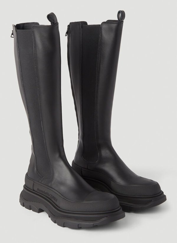 Tread Slick Knee-High Boots in Black