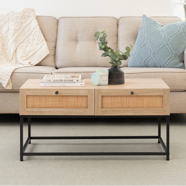 Best Choice Products 2-Drawer Rattan Coffee Table