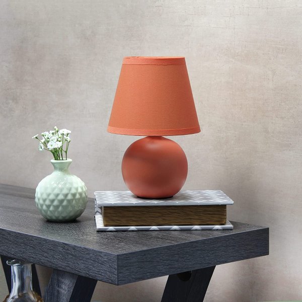 Simple Designs LT2008-ORG Mini Ceramic Globe Table Lamp