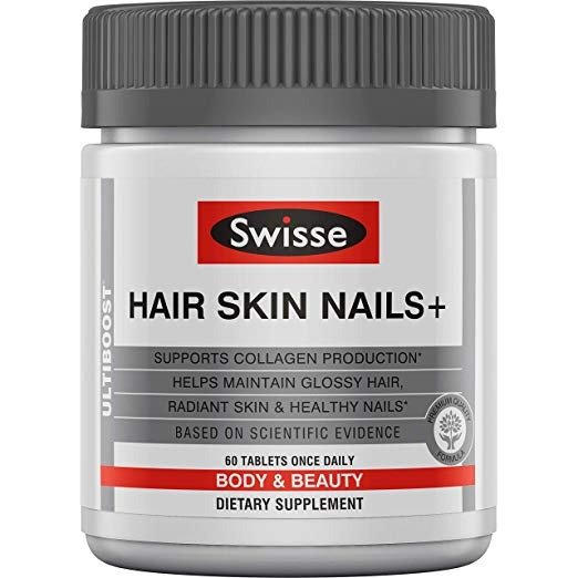 Ultiboost Hair Skin Nails Supplement - Premium Beauty Formula - Supports Collagen Production - Rich in Vitamin C, Iron & Zinc (60 Tablets)