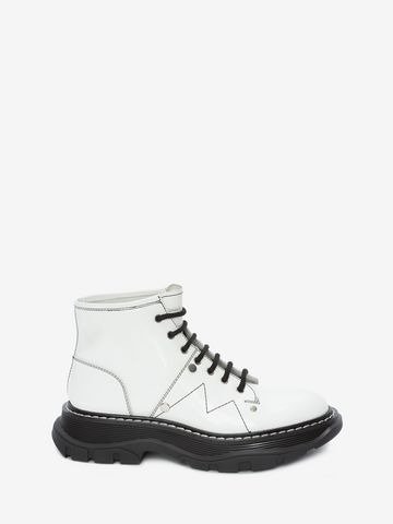 Women's White/Black Tread Lace Up Boot | Alexander McQueen