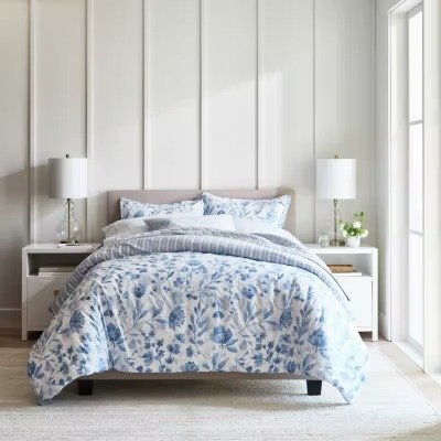 new!IZOD Felicity Floral Cotton Reversible Comforter Set Twin