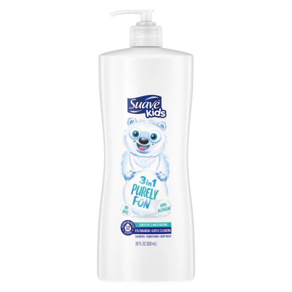 Kids 3-in-1 Shampoo Conditioner Body Wash, Purely Fun, 28 oz 4 Count