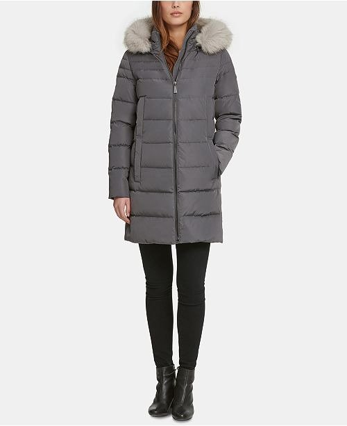 Hooded Faux-Fur-Trim Puffer Coat