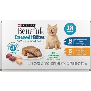 PurinaBeneful IncrediBites with Chicken and Natural Bacon Flavor and Porterhouse Steak Flavor Wet Dog Food Variety Pack - (12) 3.5 Oz. Cans