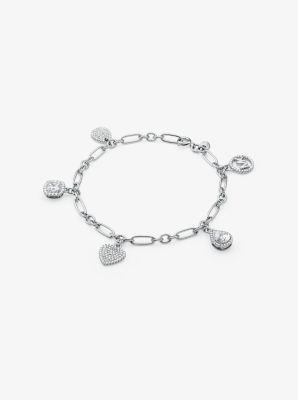 Sterling Silver Pave Charm Bracelet