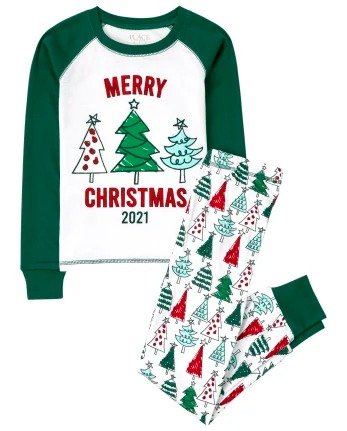 Unisex Kids Matching Family Long Sleeve Christmas Tree Snug Fit Cotton Pajamas | The Children's Place - WHITE