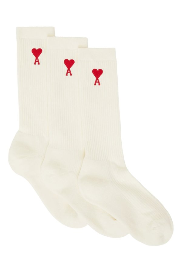 Three-Pack Off-White Ami de Coeur Socks