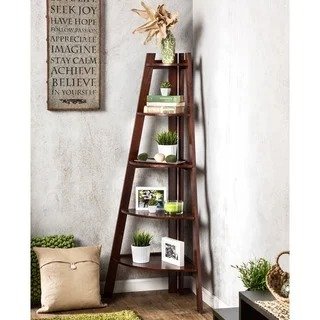 Kiki 5-tier Corner Ladder Display Bookcase.. - Cherry
