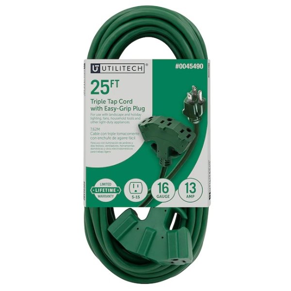 PRIME Utilitech 25-ft 16 / 3-Prong Outdoor Sjtw Light Duty General Extension Cord