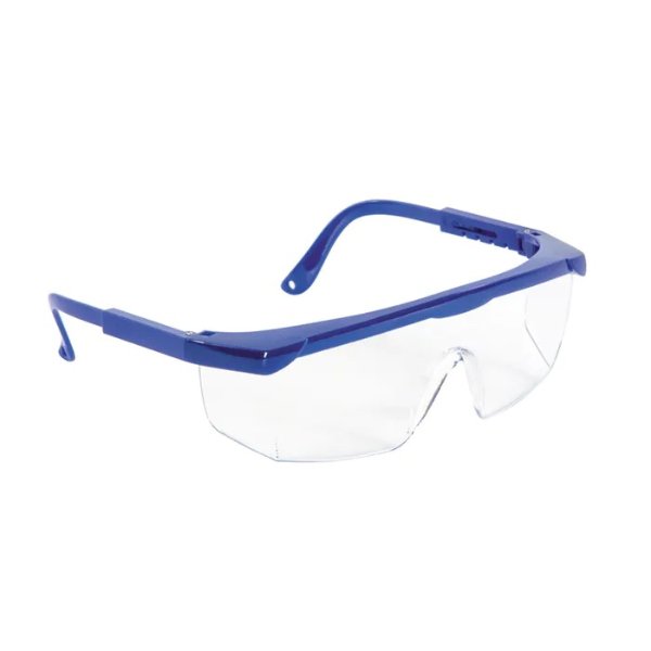 Protective Safety Glasses/Goggles with Adjustable Frame, Meets ANSI Z81.7 Standard, Blue