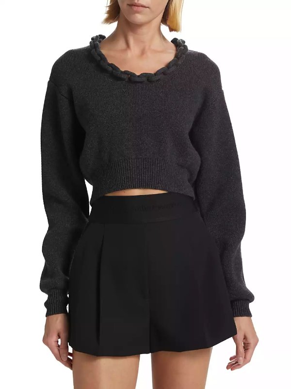 Cropped Wool-Blend Sweater