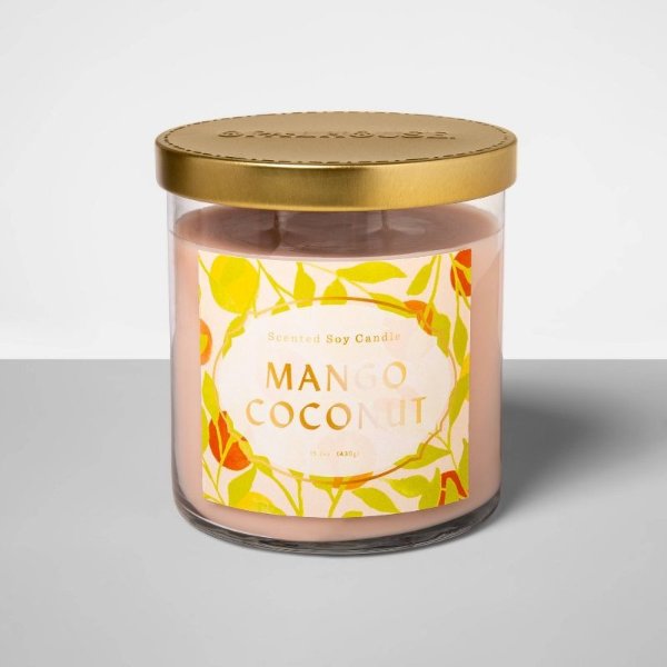 15.1oz Lidded Glass Jar 2-Wick Candle Mango Coconut - Opalhouse&#8482;