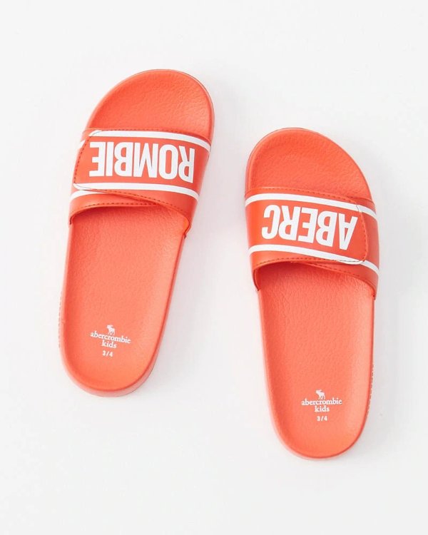 girls logo slide sandals