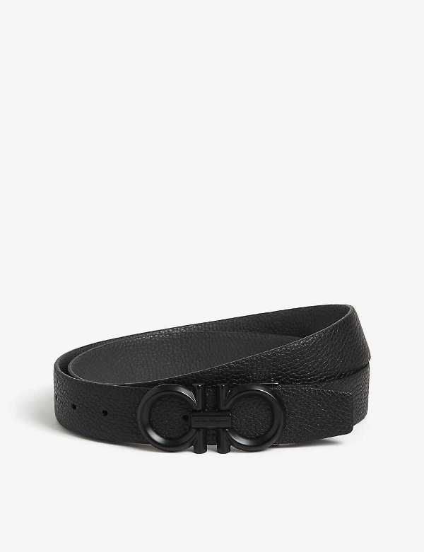 Gancini buckle reversible leather belt