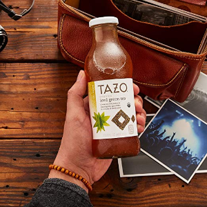 Tazo Organic Iced Tea, Green Tea, 13.8 Ounce Glass Bottles, 8 Pack
