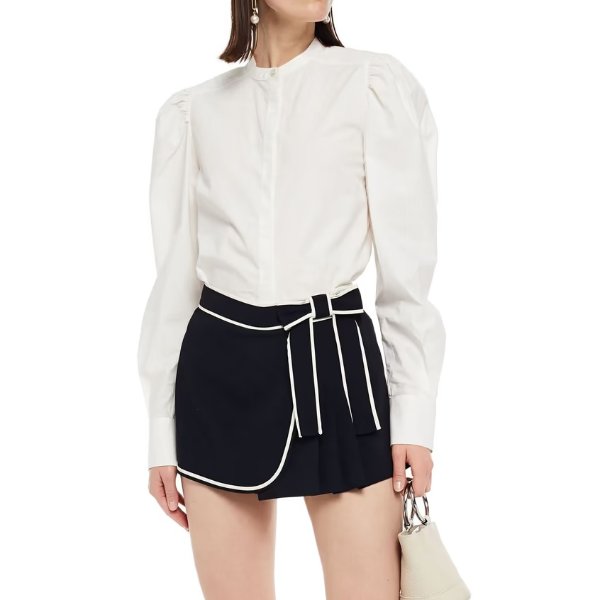 red valentino Bow-embellished pleated crepe shorts