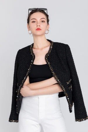 | Lyna Cropped Texture Woven Jacket