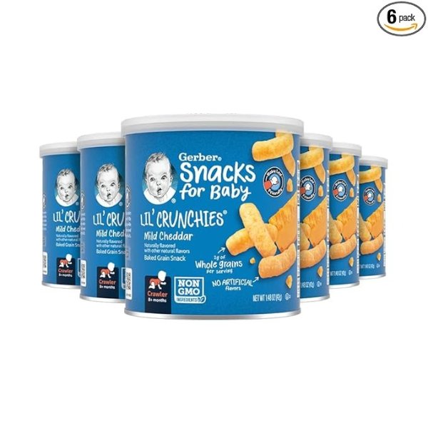 Graduates Lil' Crunchies, Mild Cheddar, 1.48-Ounce Canisters (Pack of 6)