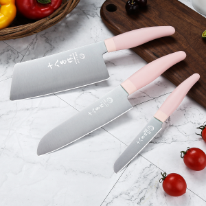 SHI BA ZI ZUO Knife Set of 3 Piece Kitchen Knife Meat Cleaver Santoku Knife Paring Knife Cutting Meat Vegetable Fruit for Home