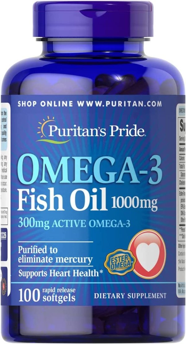 Omega-3 鱼油 1000 毫克，100粒