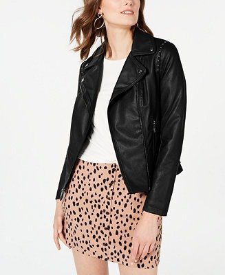 Studded Moto Faux-Leather Jacket, Created for Macy's