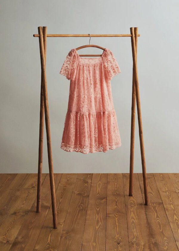 Floral embroidery tulle dress - Girls | MANGO OUTLET USA
