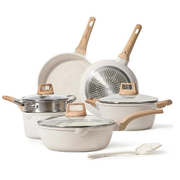 [Official] CAROTE Nonstick Pots and Pans Cookware Sets , 10 Pcs/11 Pcs Frying Pans & Saucepans(PFOS, PFOA Free)