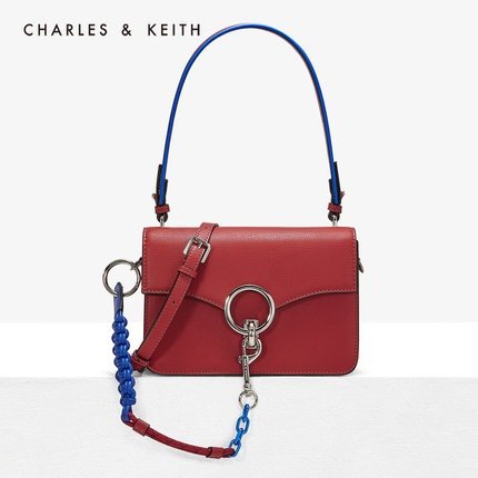 CHARLES＆KEITH 单肩包 CK2-20700891 金属链条撞色饰女士小方包