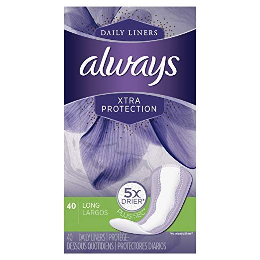 Always Xtra Protection Daily Liners, Long, 40 Count