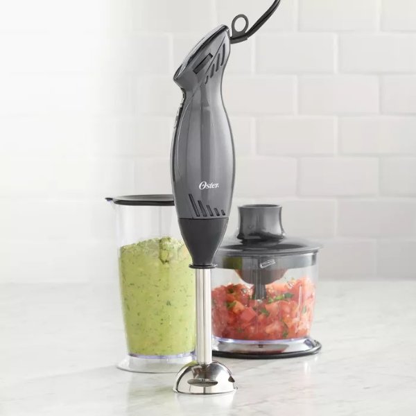 2-Speed Immersion Hand Blender with Food Chopper Attachment - Metallic Gray