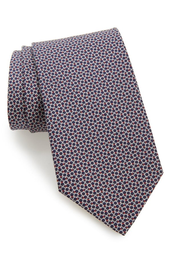 Lampo Gancini Pattern Silk Tie
