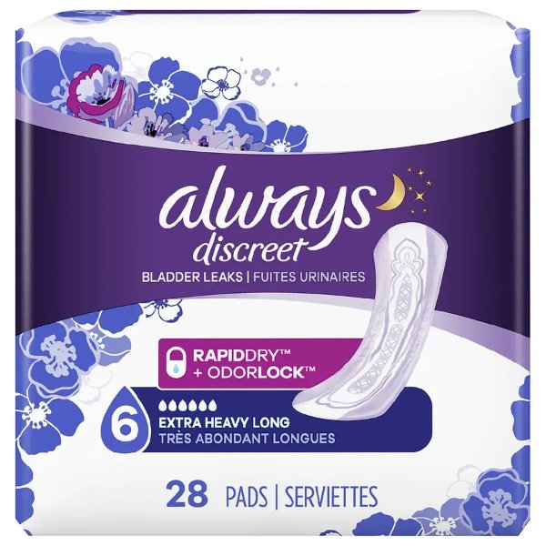 Discreet Incontinence Pads for Women Pads, Extra Heavy Absorbency, Long Length Long Length