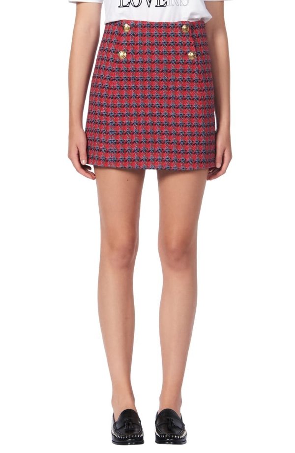 Efira Tweed Wool & Cotton Blend Miniskirt