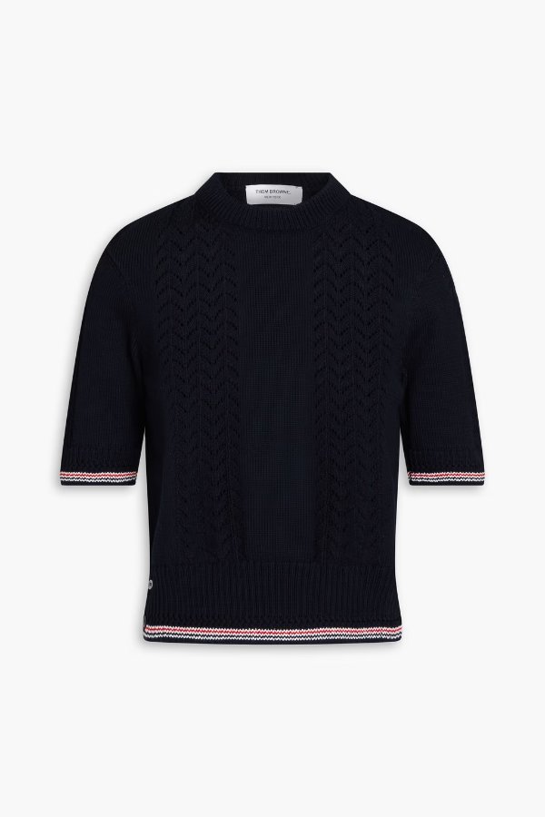 Pointelle-knit cotton sweater