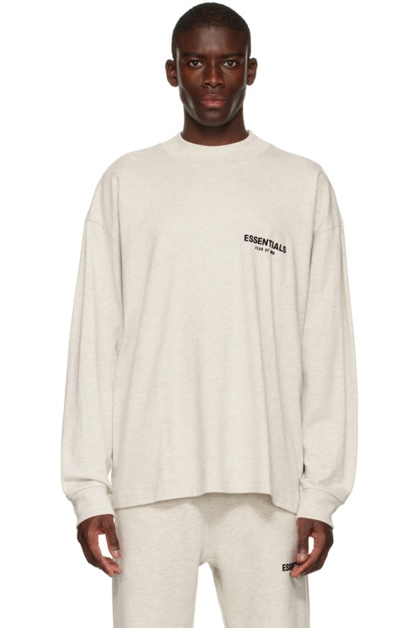 Off-White Cotton Long Sleeve T-Shirt