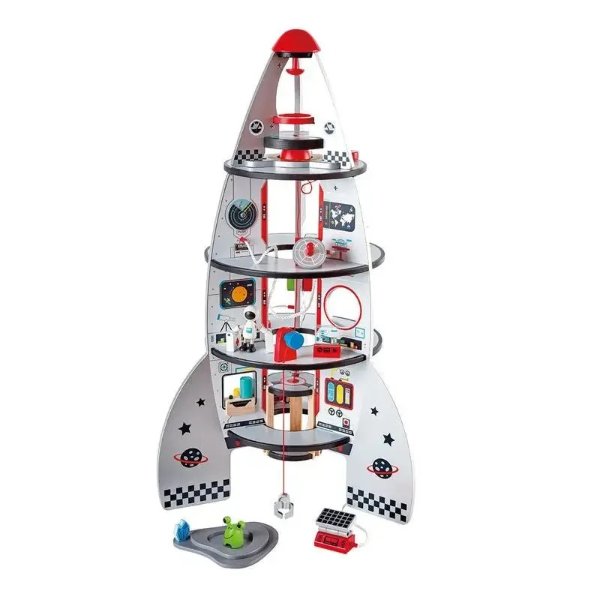 Four-Stage 20 Piece Durable Wooden Rocket and Spaceship