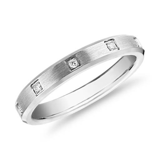 排钻小戒Beveled Edge Diamond Eternity Wedding Ring in 14k White Gold (3mm) | Blue Nile