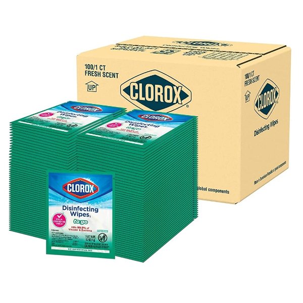 Clorox 消毒湿巾独立包装 100包，每包 1 片