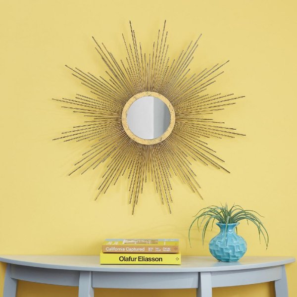32 in. Diameter StyleWell Sunburst Gold Patina Accent Mirror